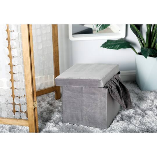 17" Modern Fabric Storage Stool